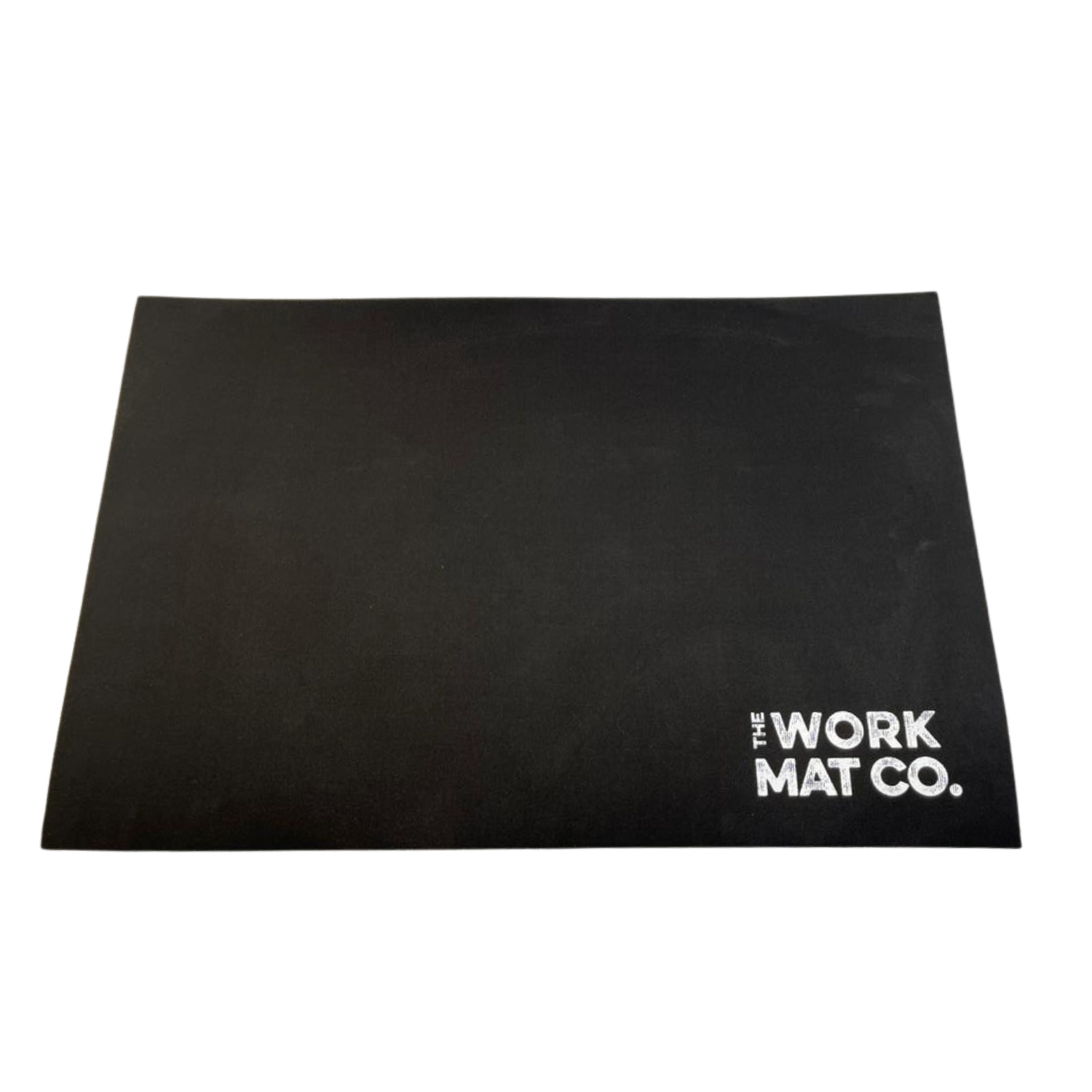 large black mat with white logo in bottom right corner